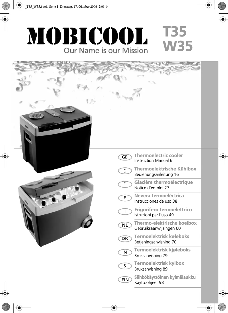 Page 1 de la notice Manuel utilisateur Dometic Mobicool T35