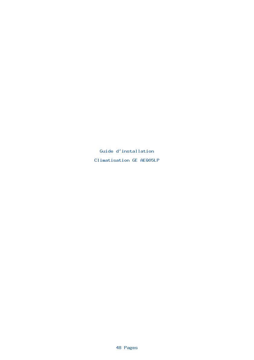 Page 1 de la notice Guide d'installation GE AEQ05LP