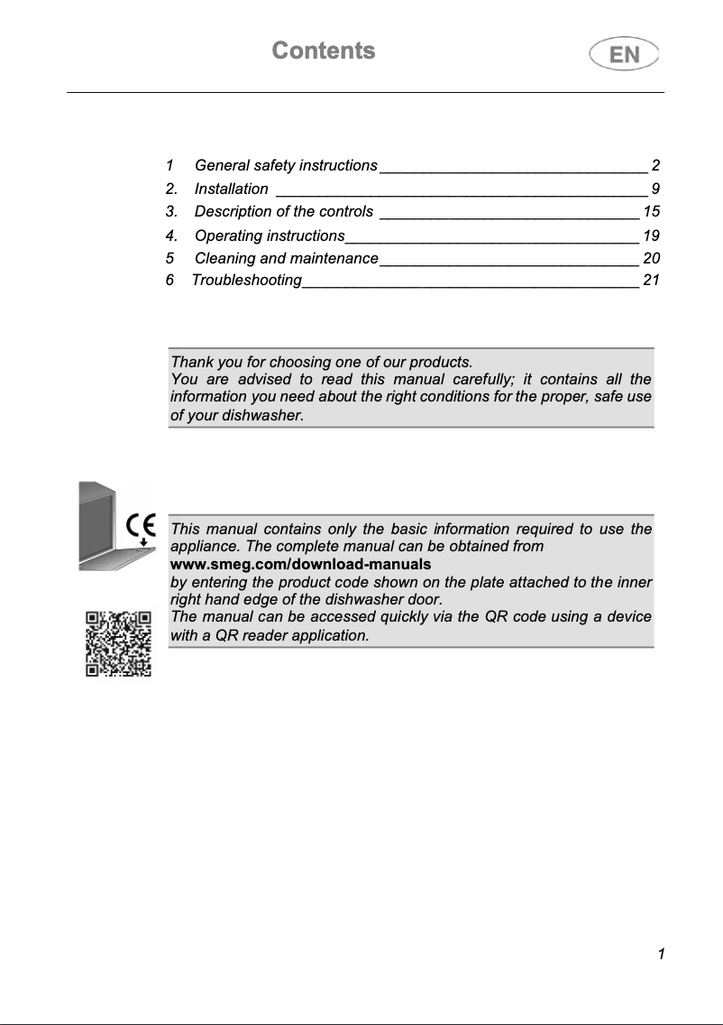 Page 1 de la notice Manuel utilisateur Smeg LSPU8612S