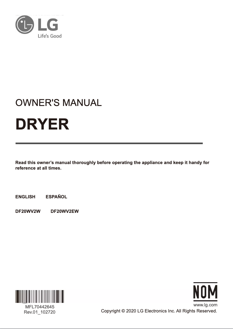 Página 1 del manual Manual de usuario LG DF20WV2EW