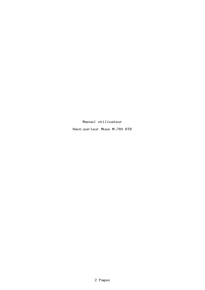 Page 1 de la notice Manuel utilisateur Muse M-780 BTB