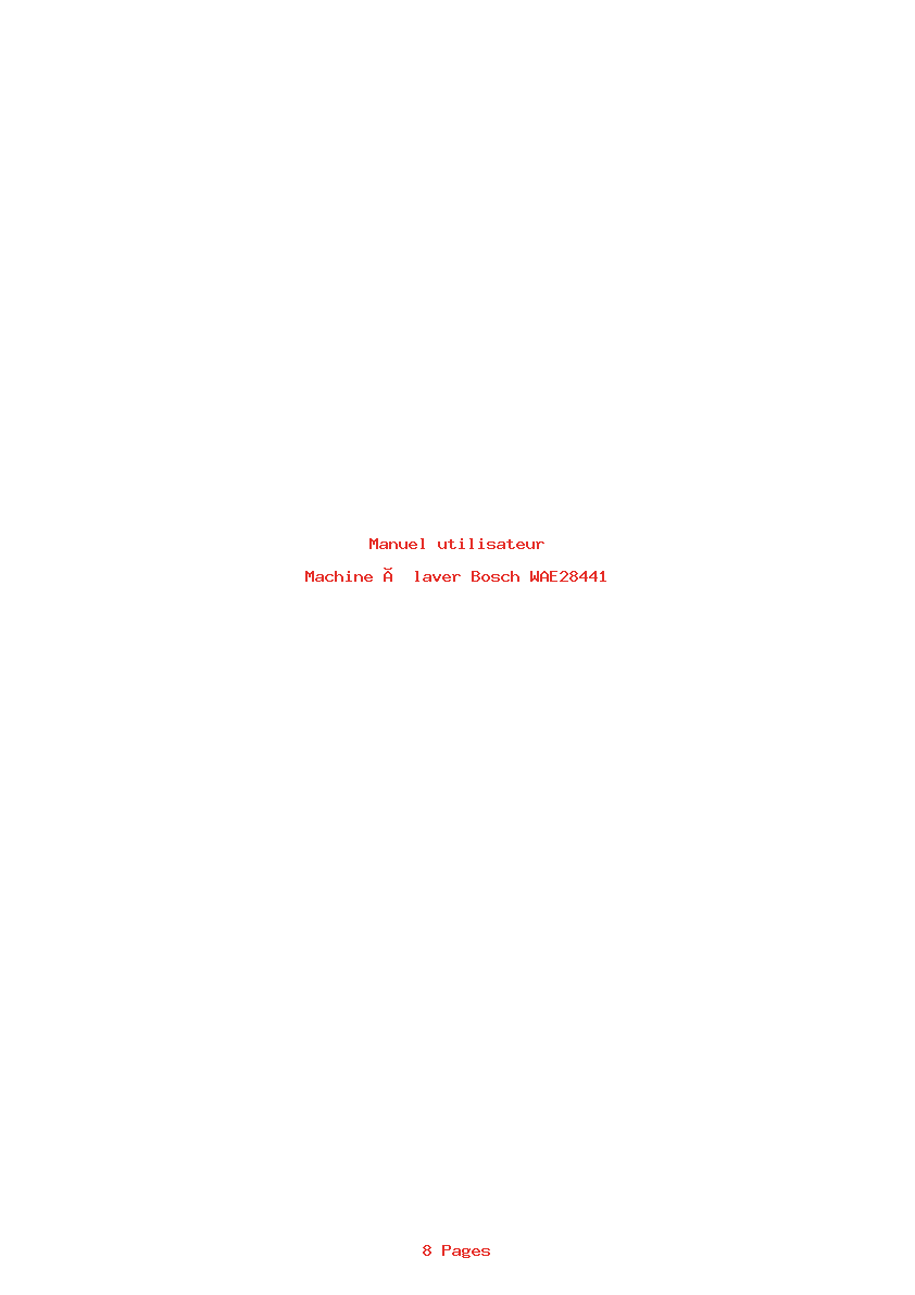 Page 1 de la notice Manuel utilisateur Bosch WAE28441