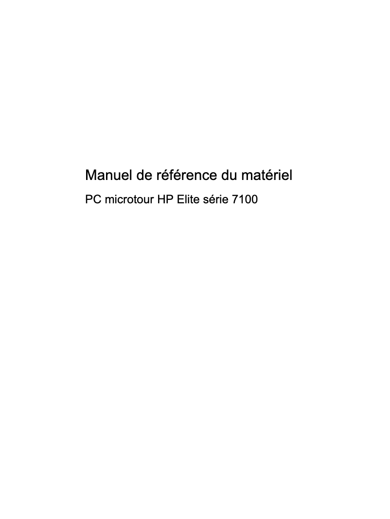 Page n°1 - Manuel utilisateur HP Elite 7100