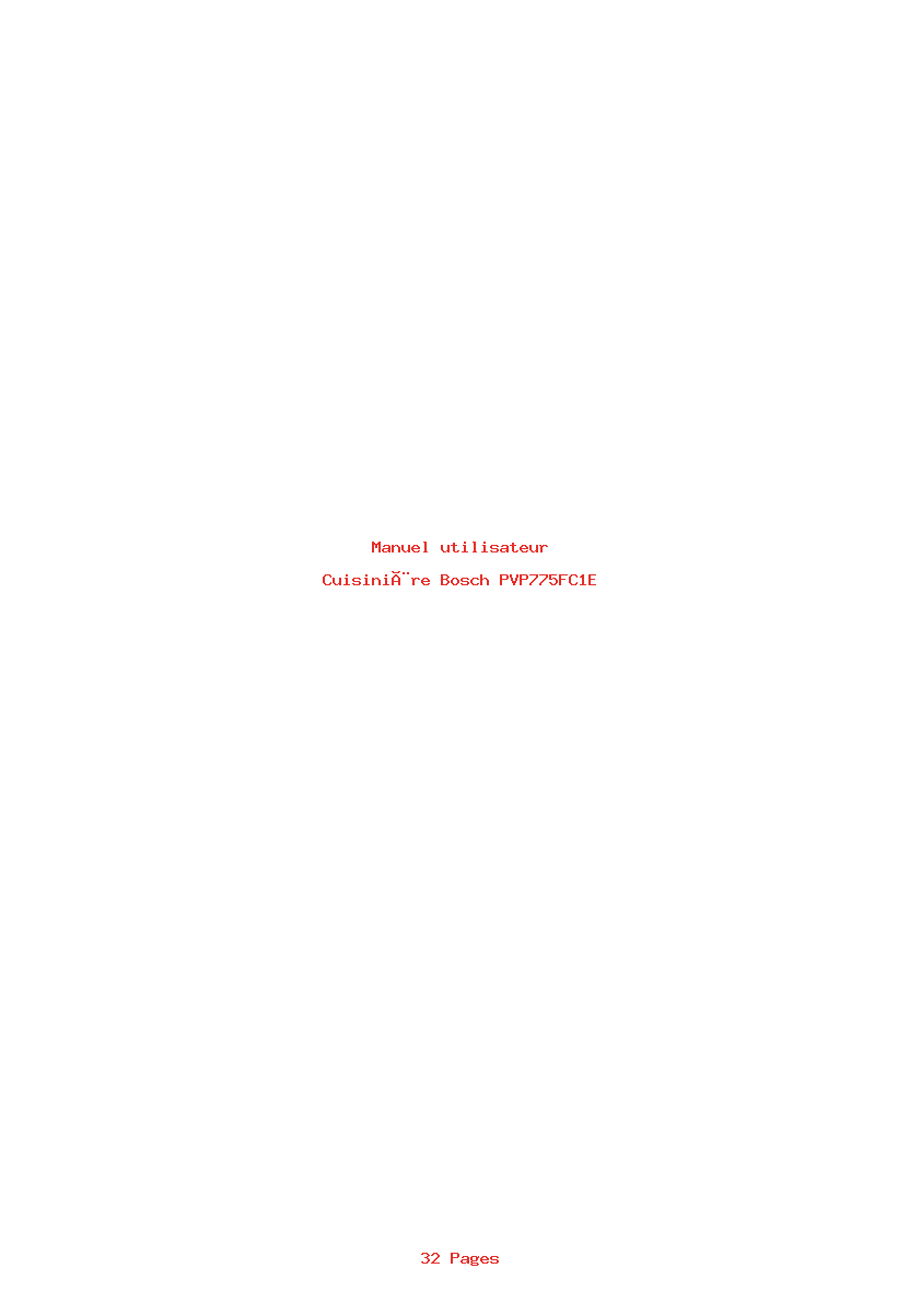 Page 1 de la notice Manuel utilisateur Bosch PVP775FC1E