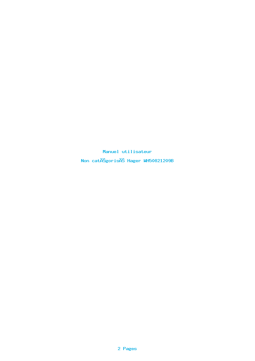 Page 1 de la notice Manuel utilisateur Hager WH50821209B