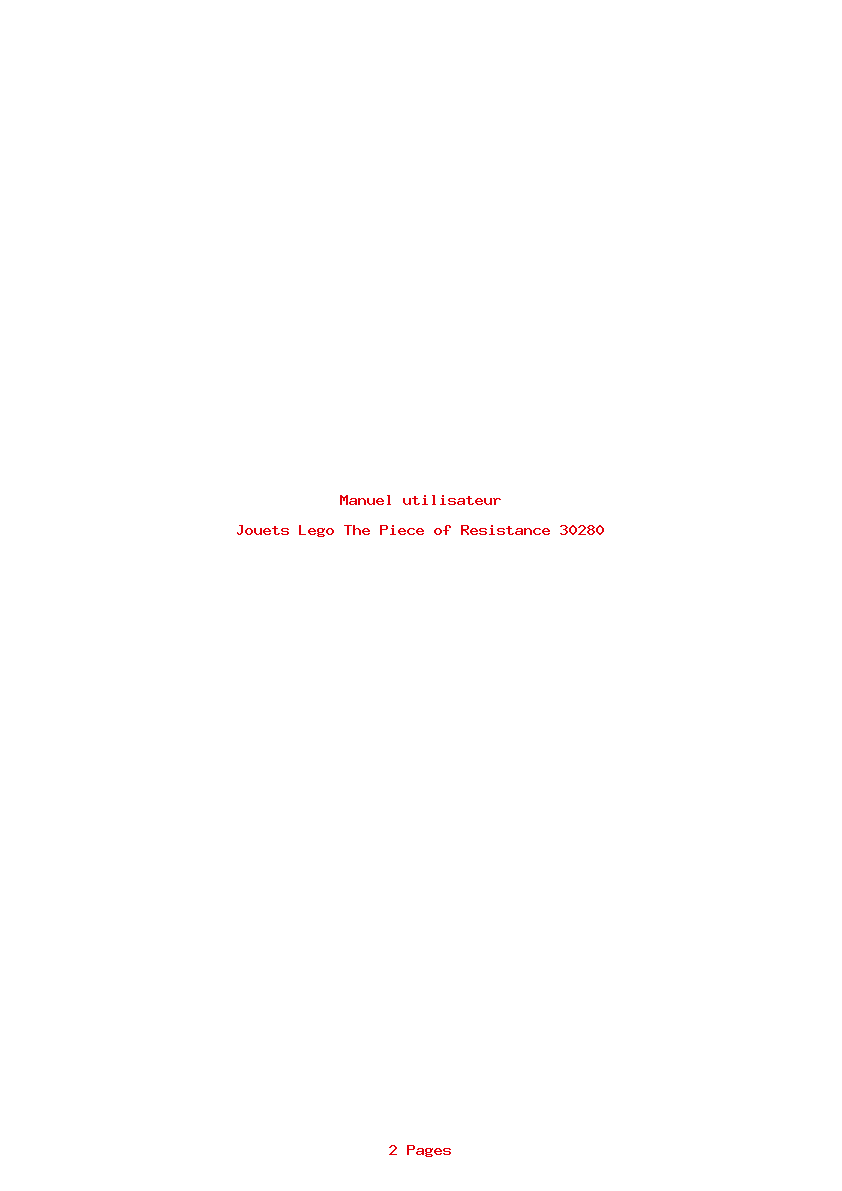 Page 1 de la notice Manuel utilisateur Lego The Piece of Resistance 30280
