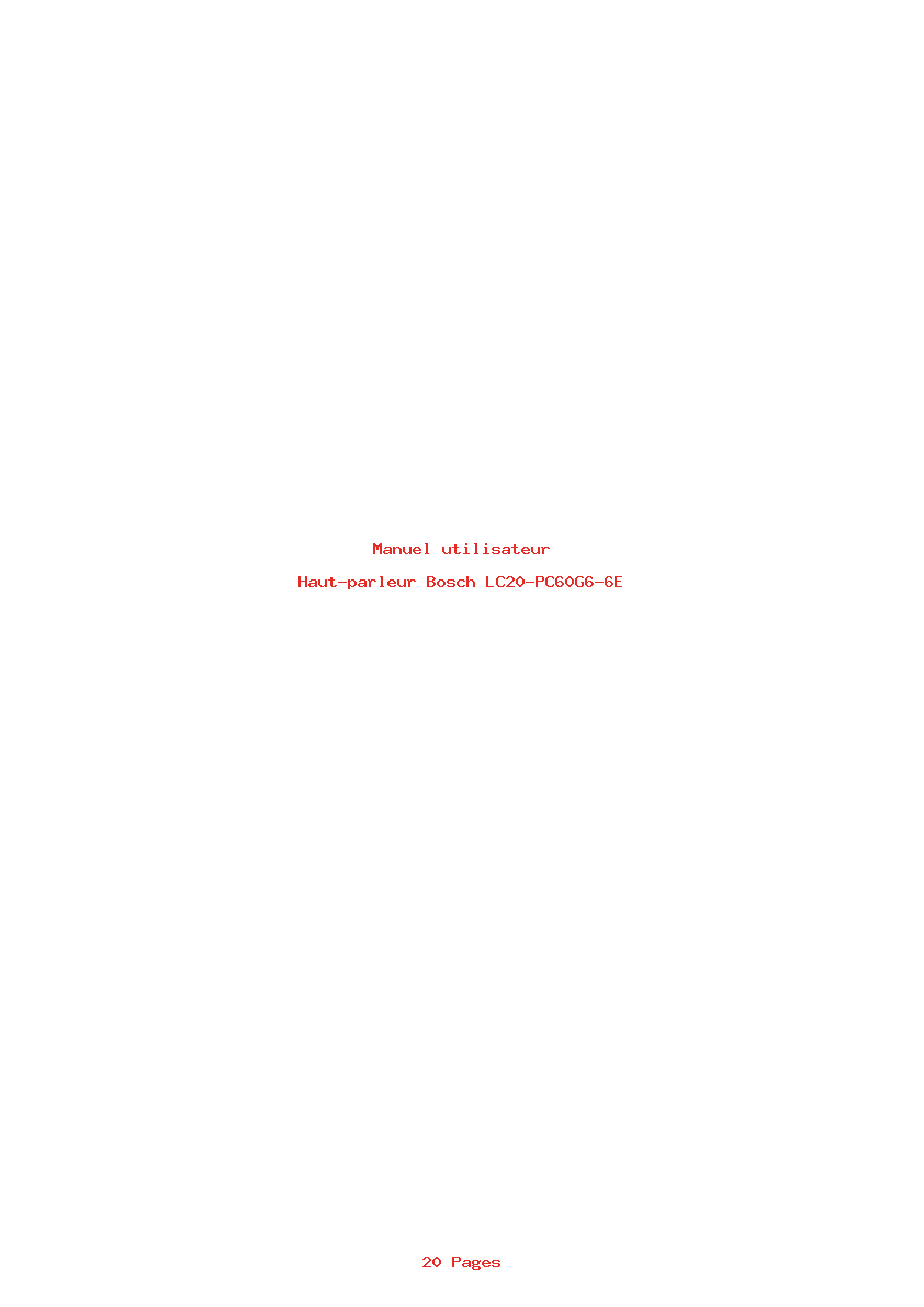 Page 1 de la notice Manuel utilisateur Bosch LC20-PC60G6-6E