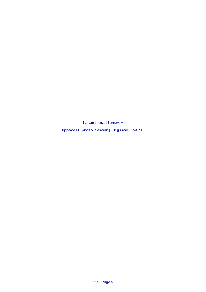 Page 1 de la notice Manuel utilisateur Samsung Digimax 350 SE