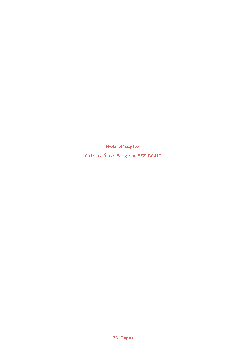Page 1 de la notice Mode d'emploi Pelgrim PF7150WIT