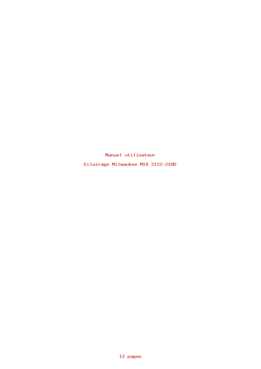 Page 1 de la notice Manuel utilisateur Milwaukee M18 2122-21HD