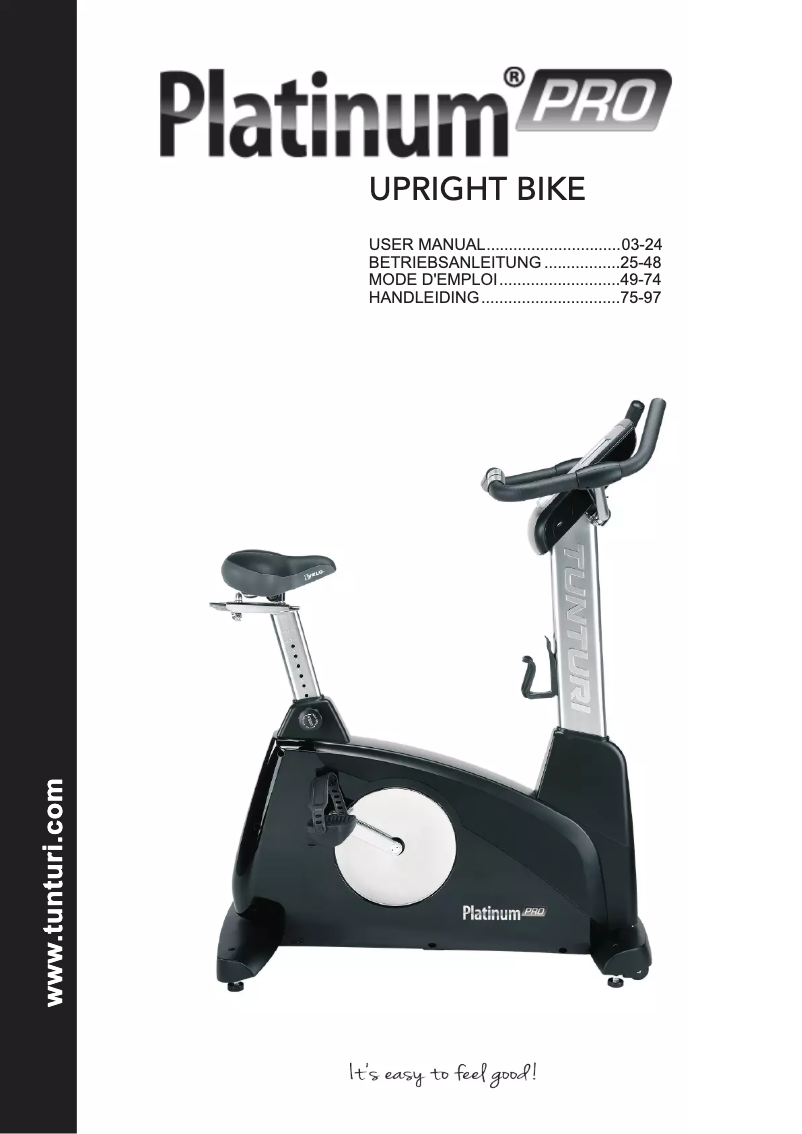 Página 1 del manual Manual de usuario Tunturi Platinum PRO Upright Bike