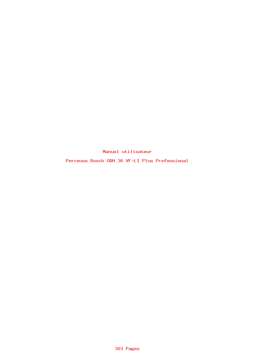 Page 1 de la notice Manuel utilisateur Bosch GBH 36 VF-LI Plus Professional