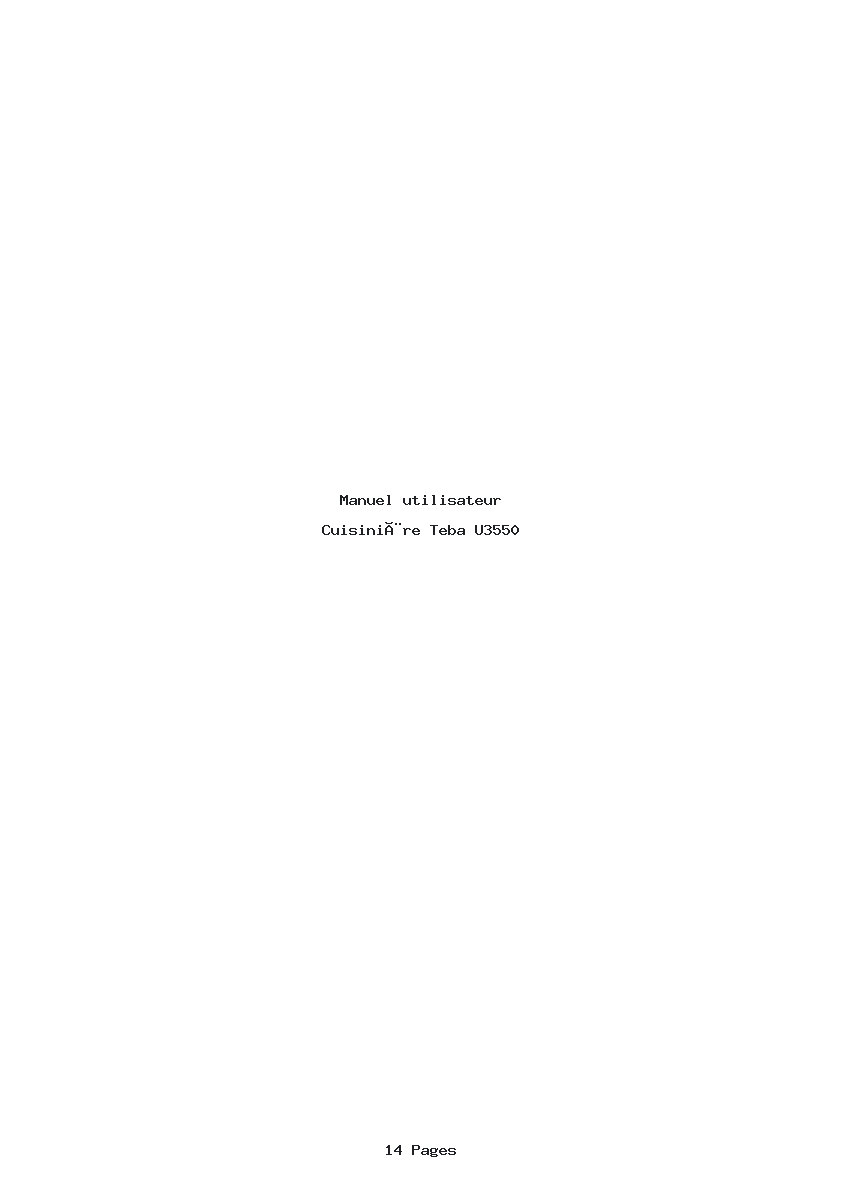 Page 1 de la notice Manuel utilisateur Teba U3550
