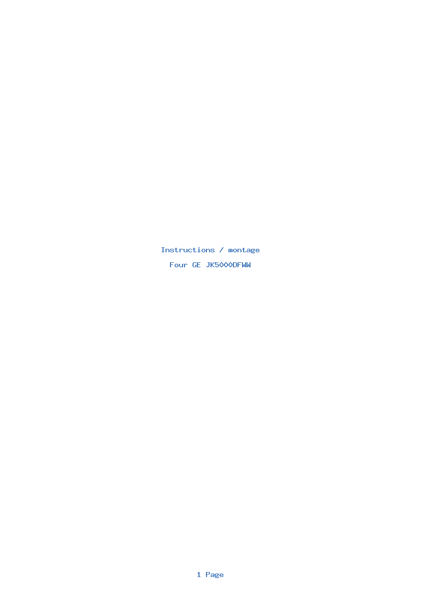 Page 1 de la notice Instructions / montage GE JK5000DFWW