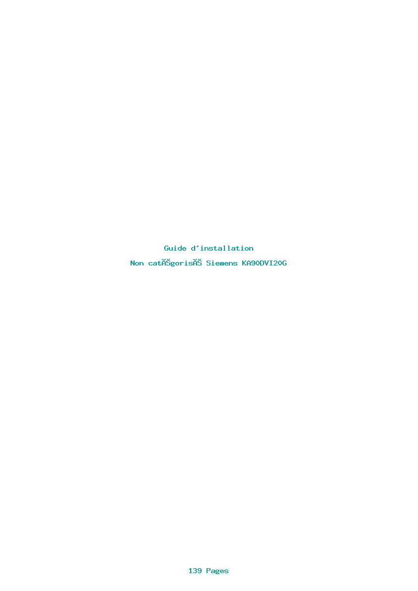 Page 1 de la notice Guide d'installation Siemens KA90DVI20G