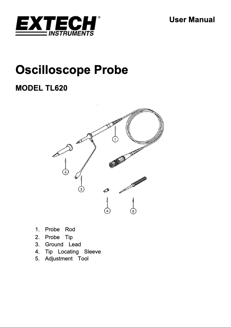 Page 1 de la notice Manuel utilisateur Extech TL620