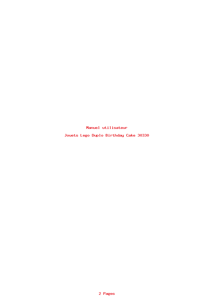 Page 1 de la notice Manuel utilisateur Lego Duplo Birthday Cake 30330