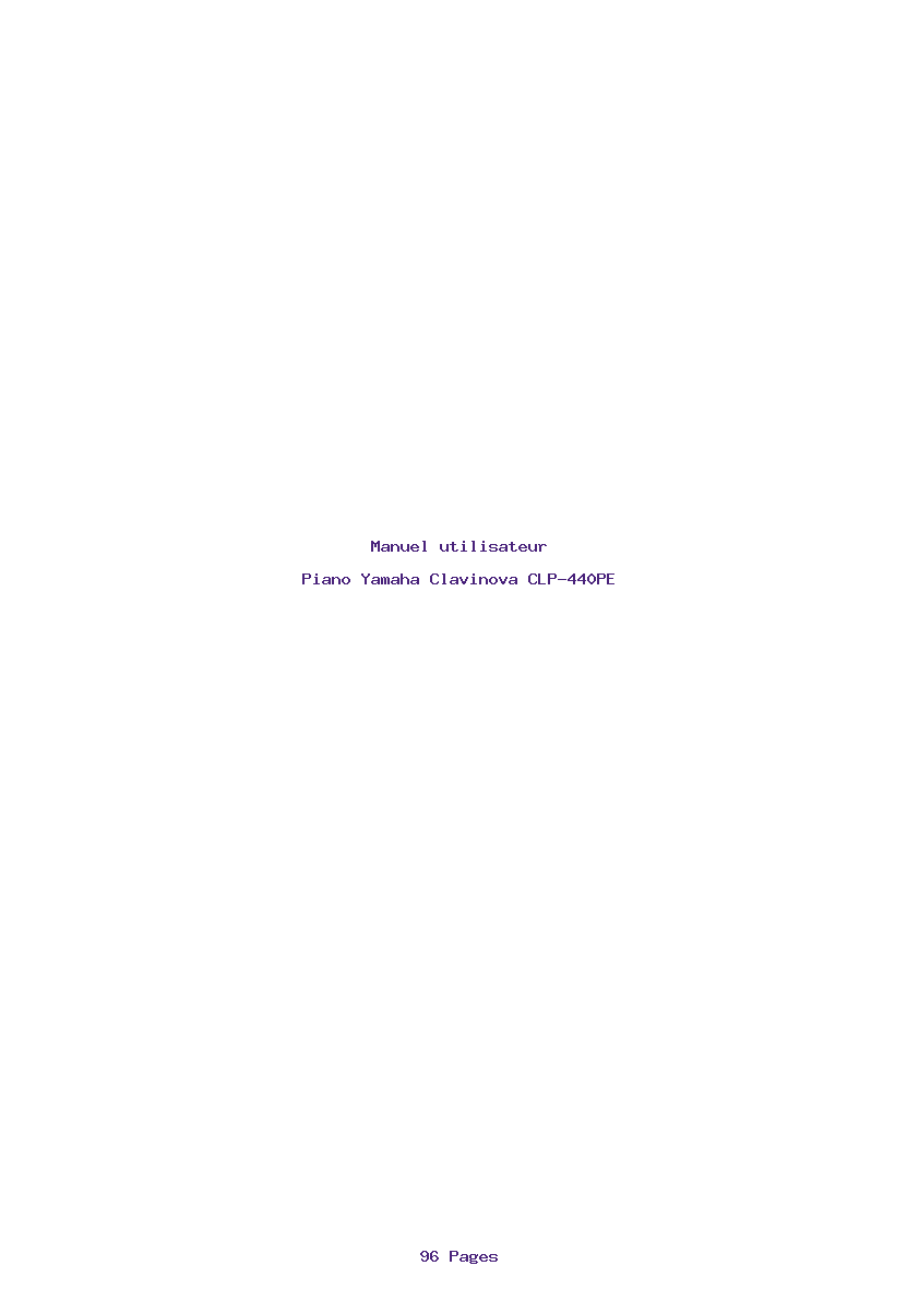 Page 1 de la notice Manuel utilisateur Yamaha Clavinova CLP-440PE
