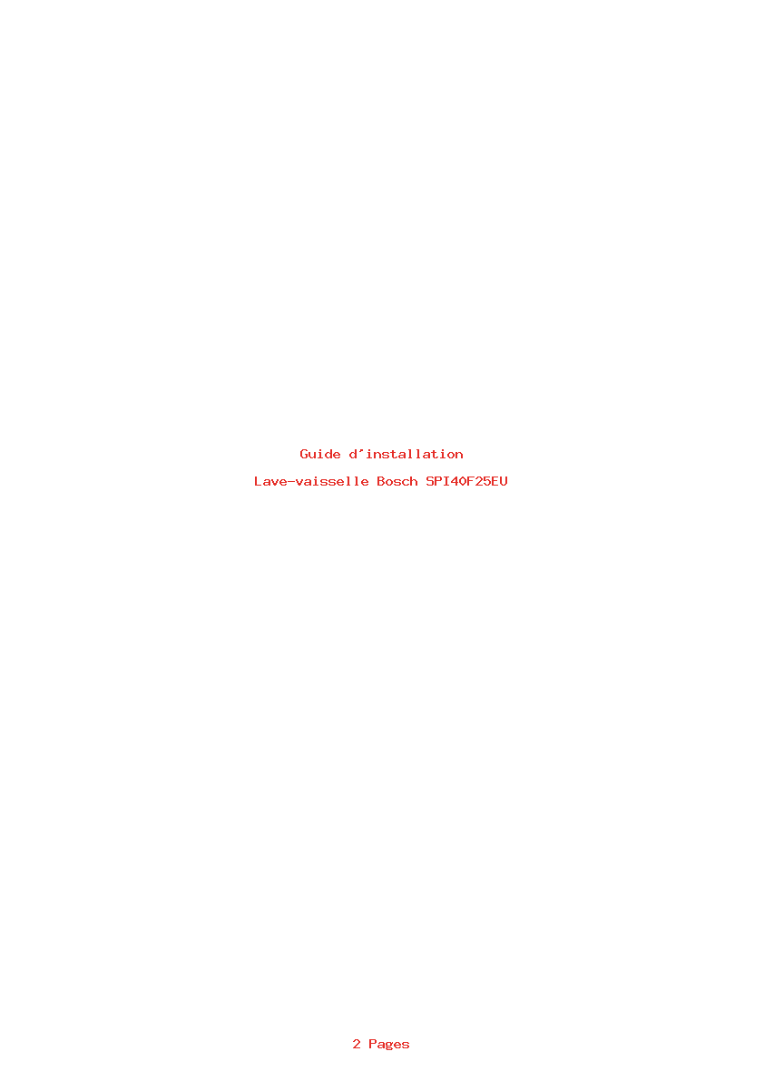 Page 1 de la notice Guide d'installation Bosch SPI40F25EU
