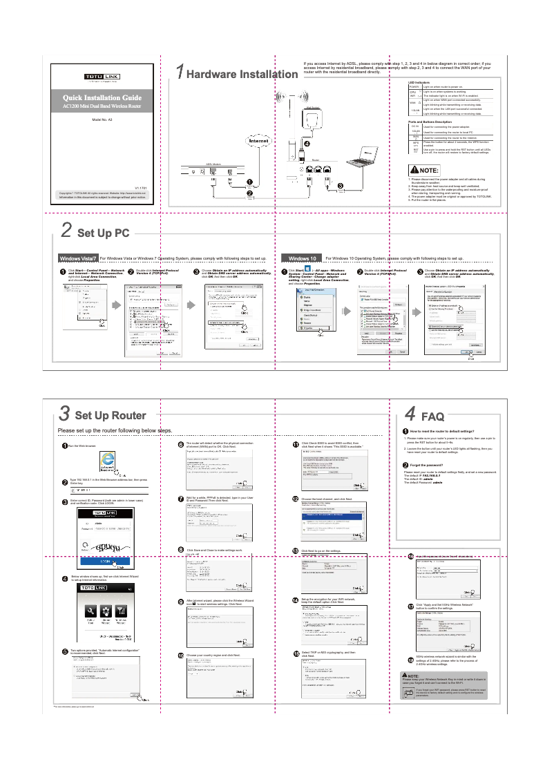Page 1 de la notice Manuel utilisateur Totolink A3