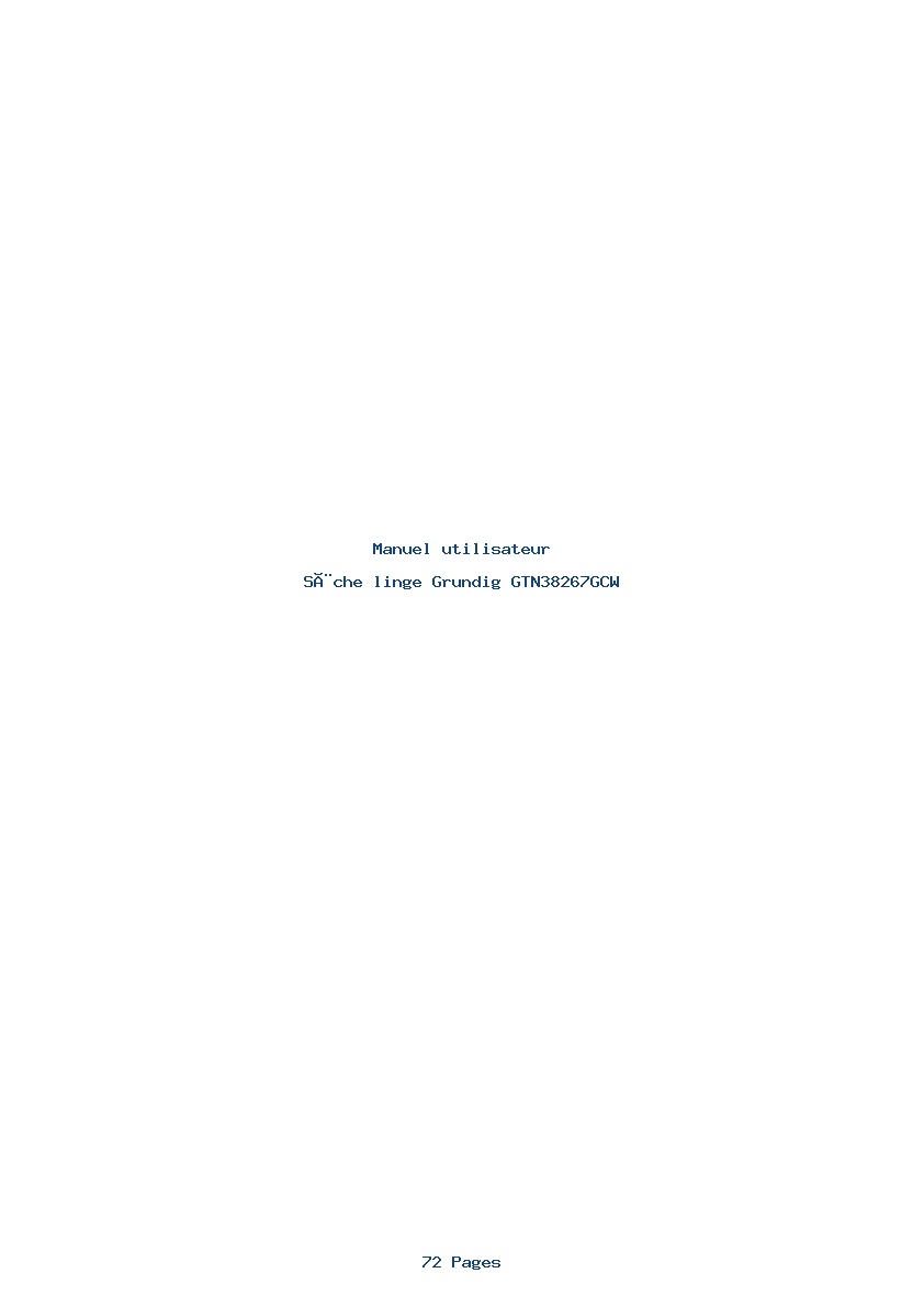Page 1 de la notice Manuel utilisateur Grundig GTN38267GCW