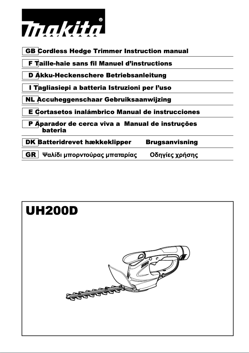Page 1 de la notice Manuel utilisateur Makita UH200DWX
