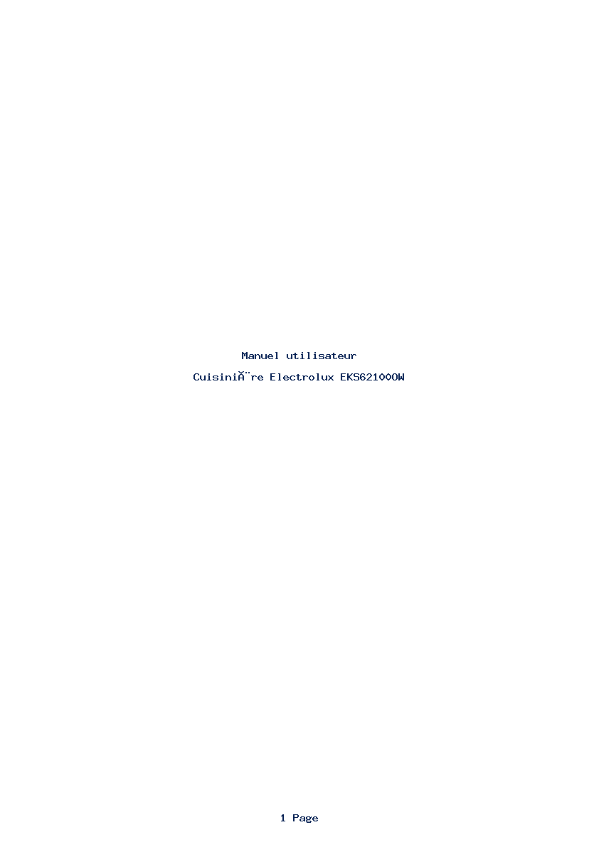 Page 1 de la notice Manuel utilisateur Electrolux EKS62100OW