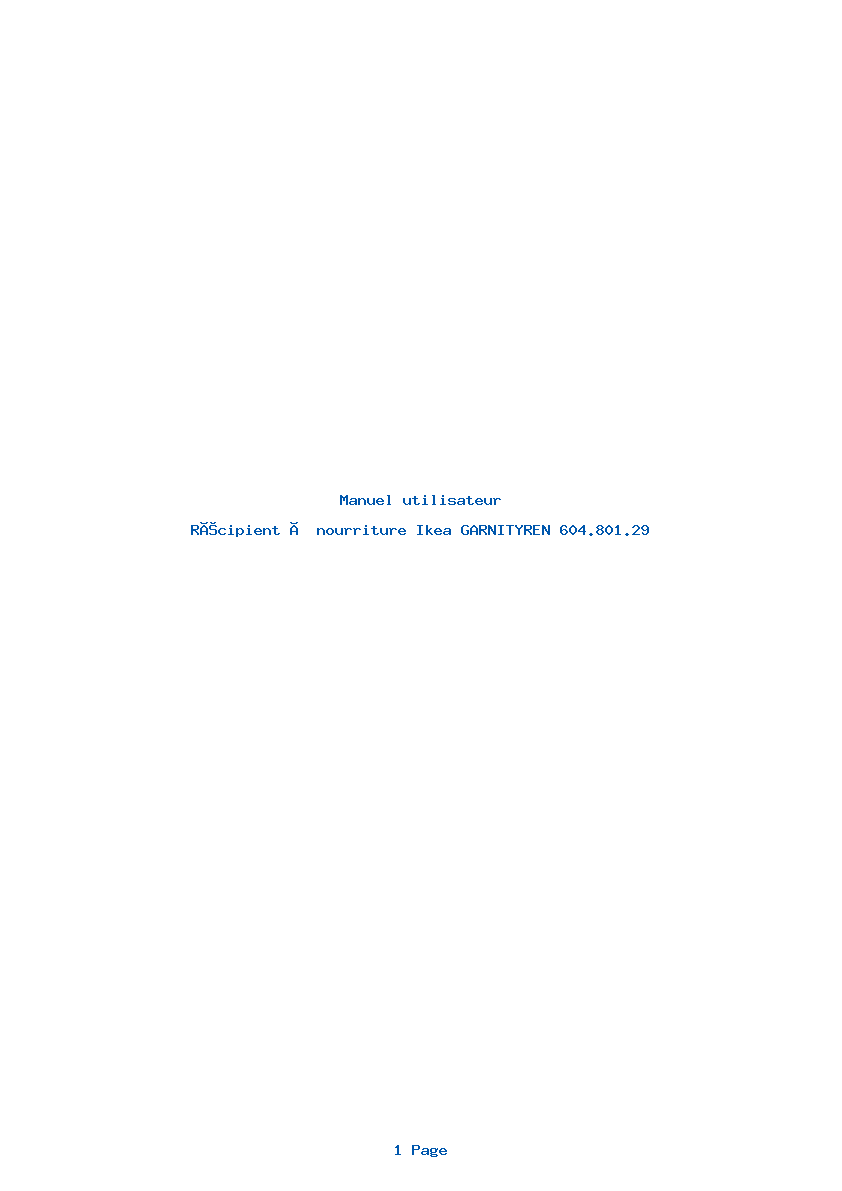 Page 1 de la notice Manuel utilisateur Ikea GARNITYREN 604.801.29