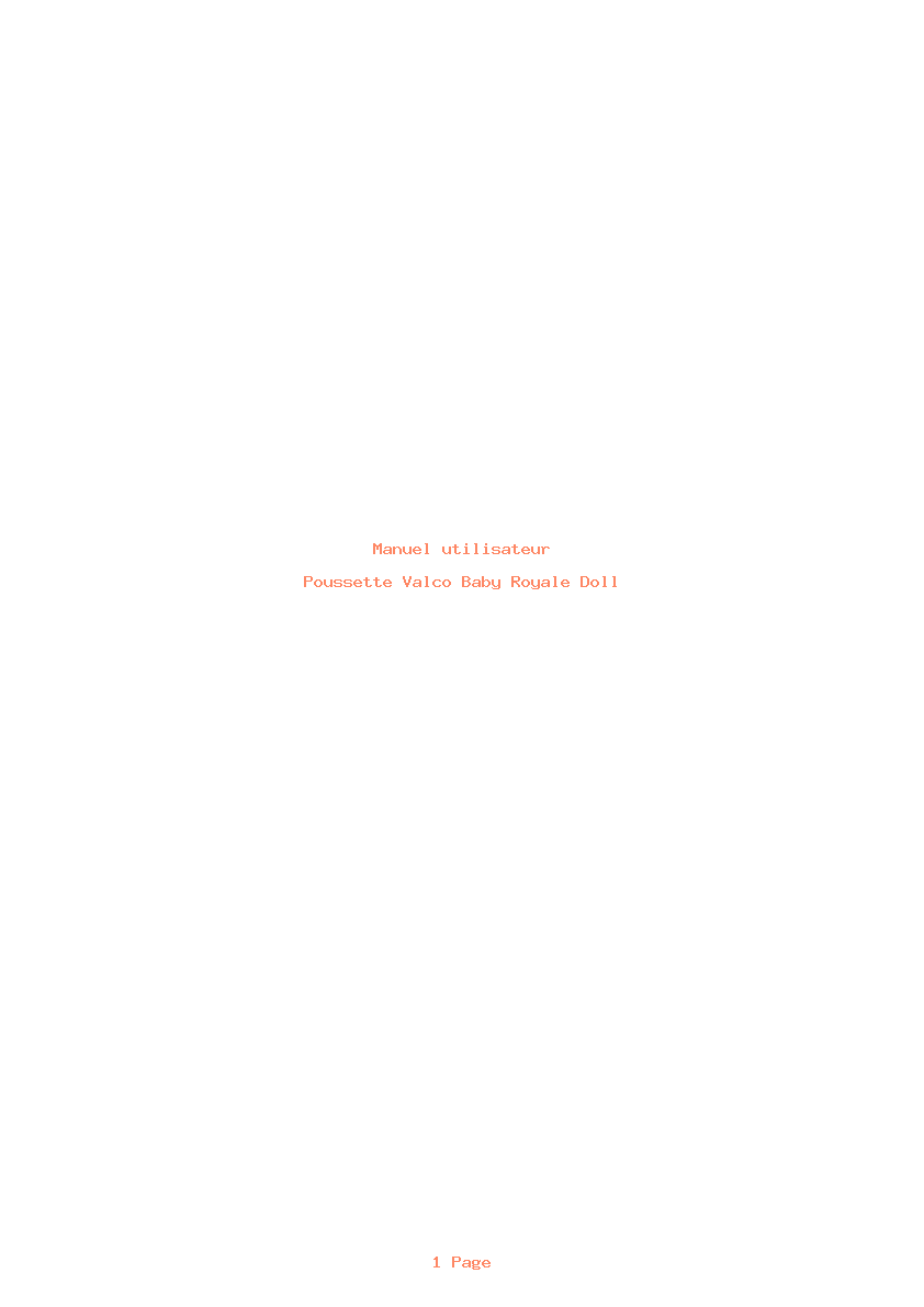 Page 1 de la notice Manuel utilisateur Valco Baby Royale Doll