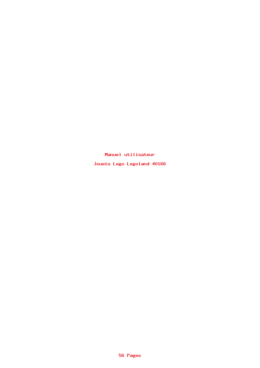 Page 1 de la notice Manuel utilisateur Lego Legoland 40166