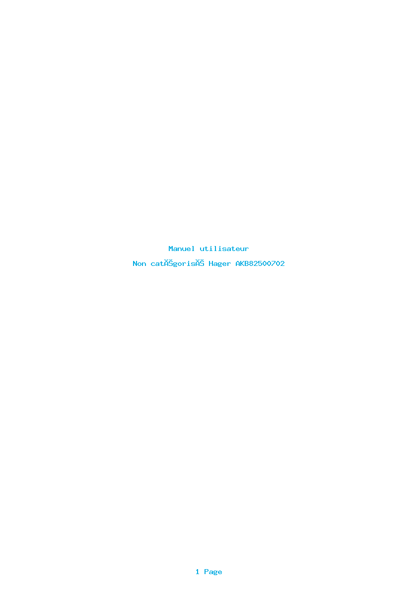 Page 1 de la notice Manuel utilisateur Hager AKB82500702