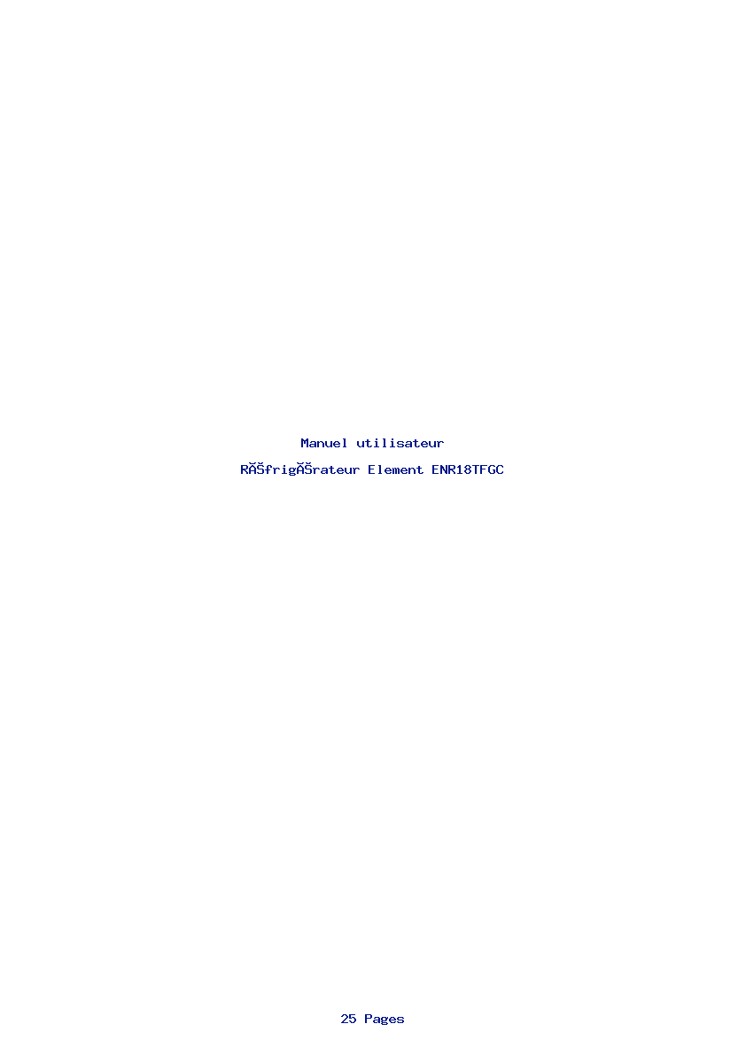 Page 1 de la notice Manuel utilisateur Element ENR18TFGC