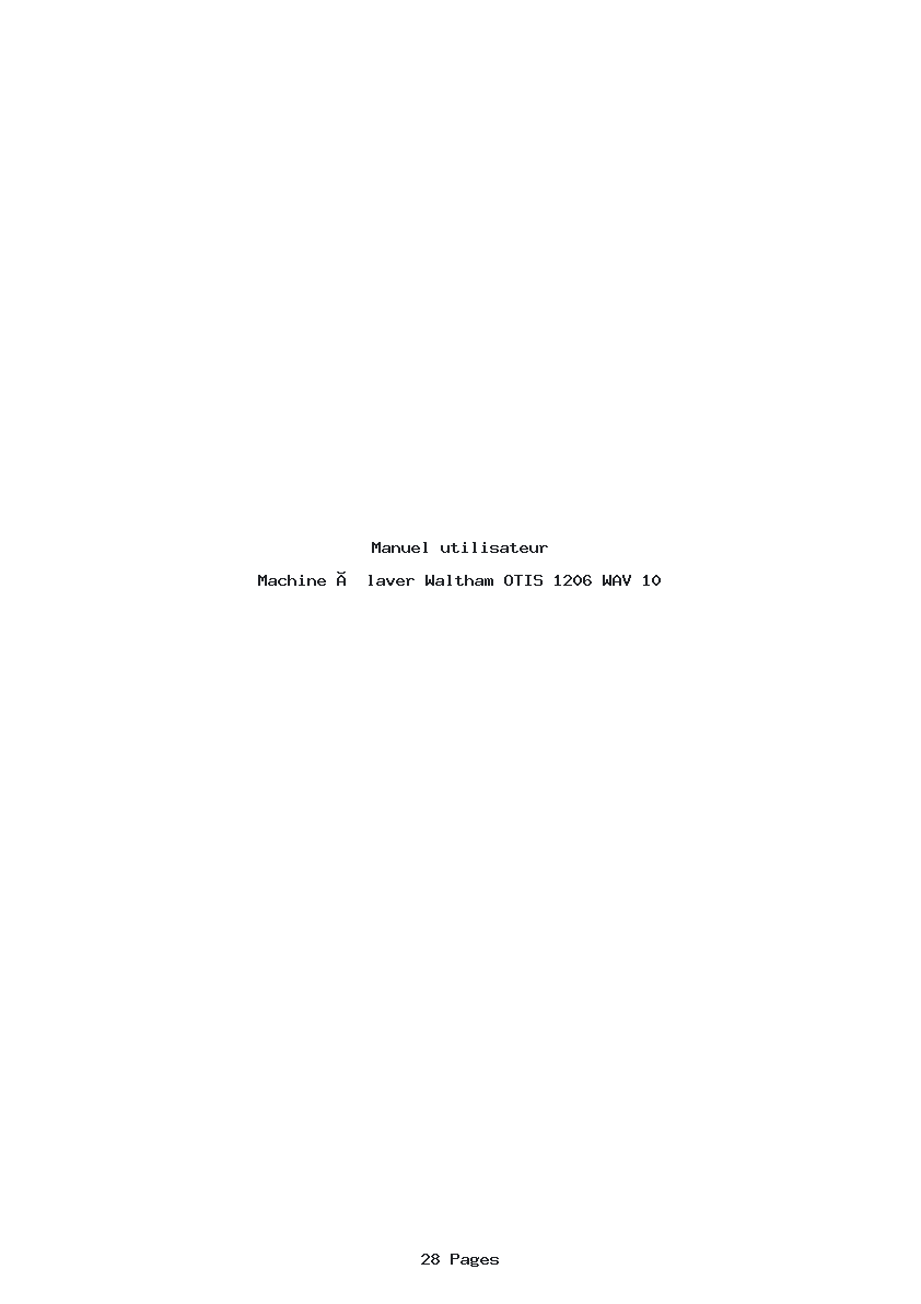 Page 1 de la notice Manuel utilisateur Waltham OTIS 1206 WAV 10