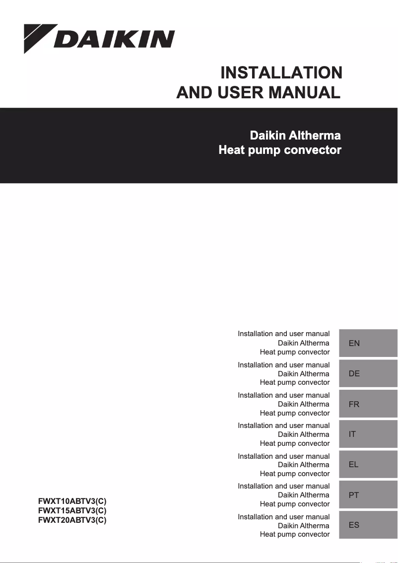 Page 1 de la notice Guide d'installation Daikin FWXT15AATV3