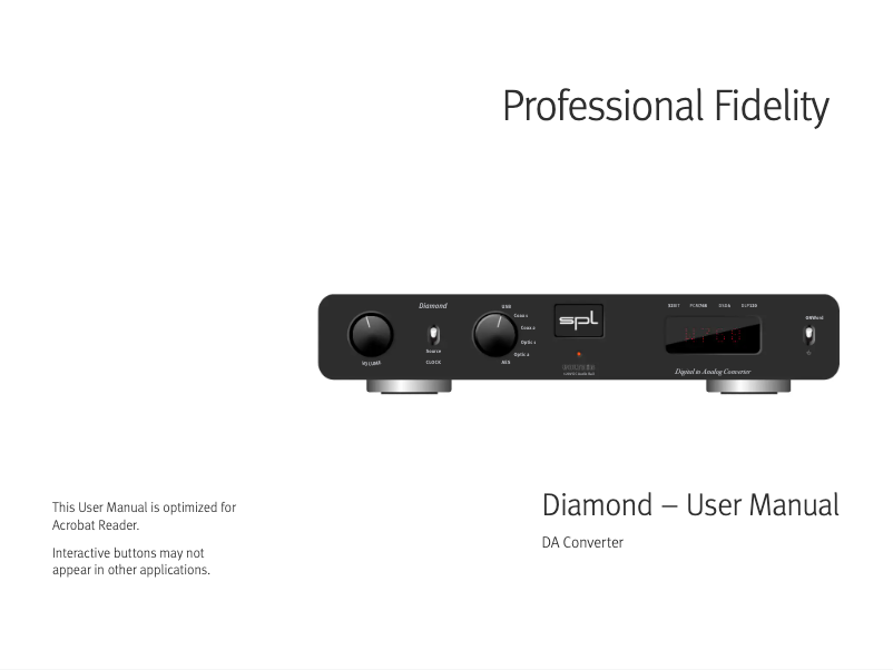 Page 1 de la notice Manuel utilisateur SPL Diamond