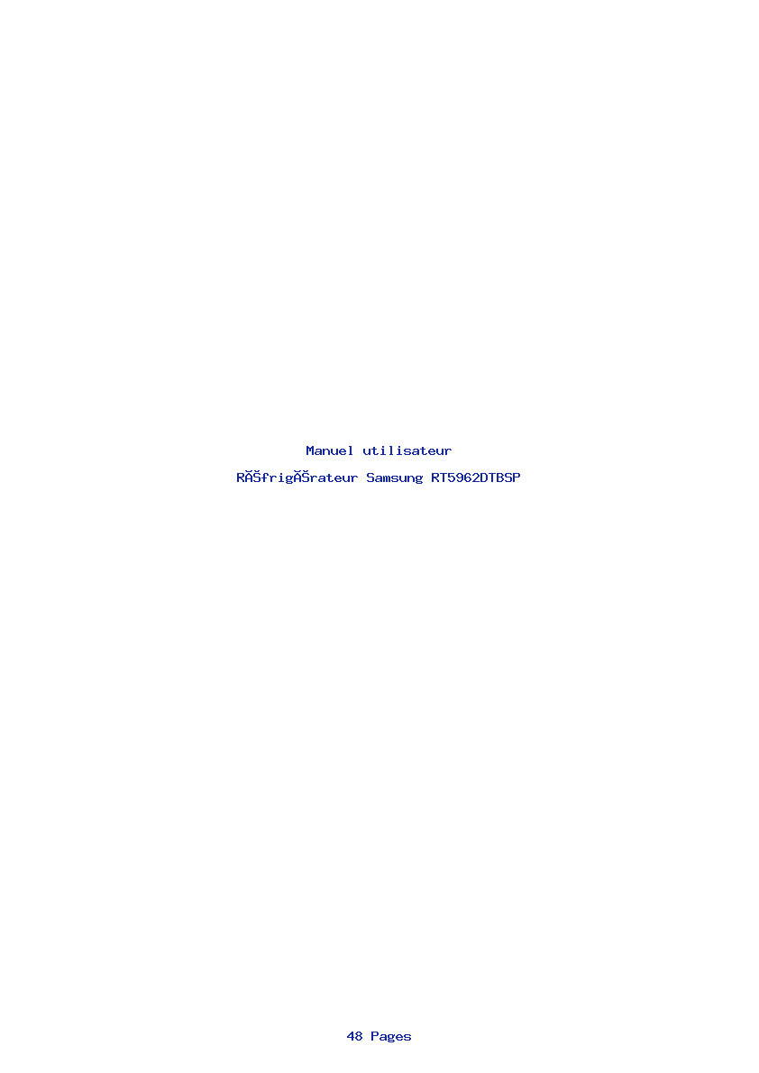 Page 1 de la notice Manuel utilisateur Samsung RT5962DTBSP