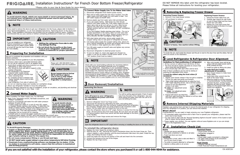 Page 1 de la notice Guide d'installation Frigidaire LFHD2251TF