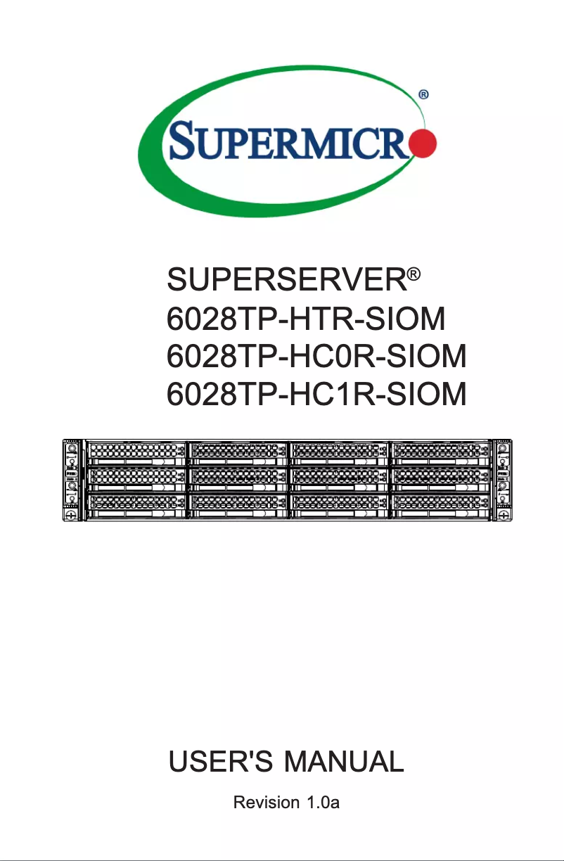 Page 1 de la notice Manuel utilisateur Supermicro SuperServer 6028TP-HTR-SIOM