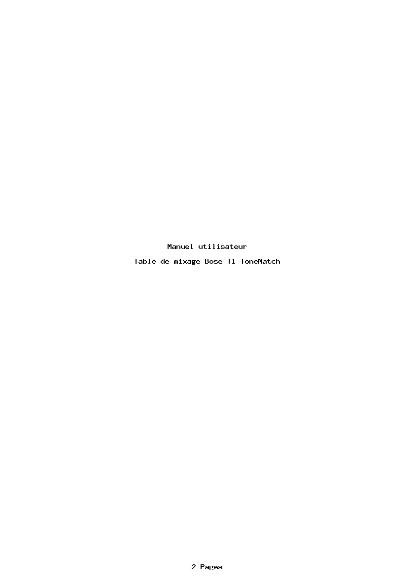 Page 1 de la notice Manuel utilisateur Bose T1 ToneMatch