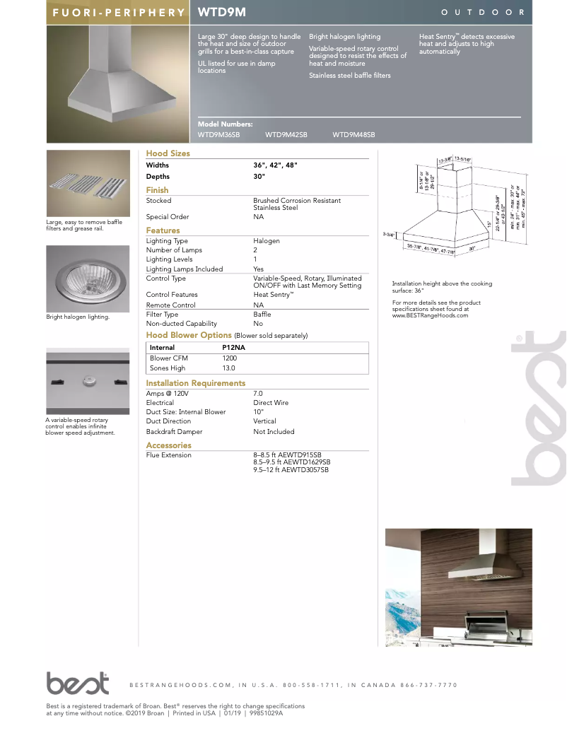 Page 1 de la notice Manuel utilisateur Best Fuori-Periphery WTD9M36SB