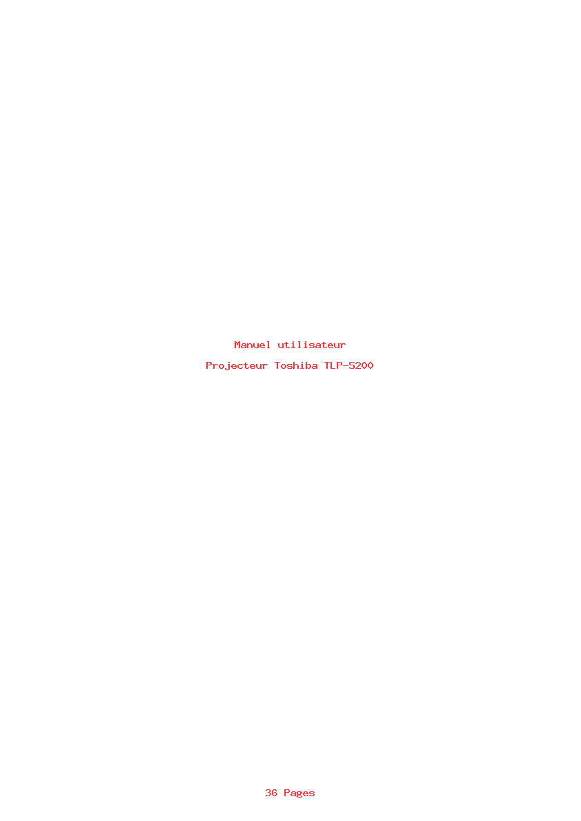 Page 1 de la notice Manuel utilisateur Toshiba TLP-S200