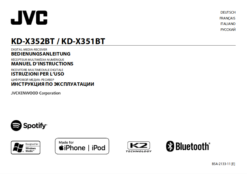 Page 1 de la notice Manuel utilisateur JVC KD-X351BT