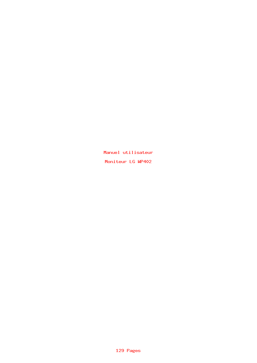 Page 1 de la notice Manuel utilisateur LG WP402