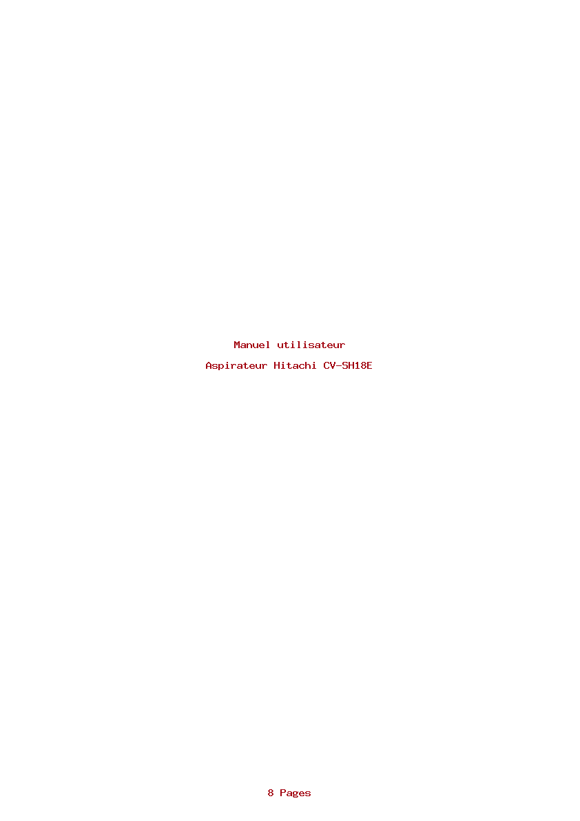 Page 1 de la notice Manuel utilisateur Hitachi CV-SH18E