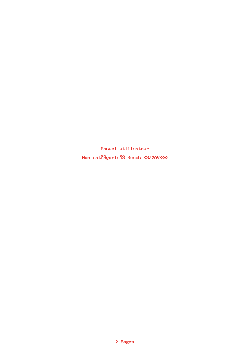 Page 1 de la notice Manuel utilisateur Bosch KSZ2AVK00