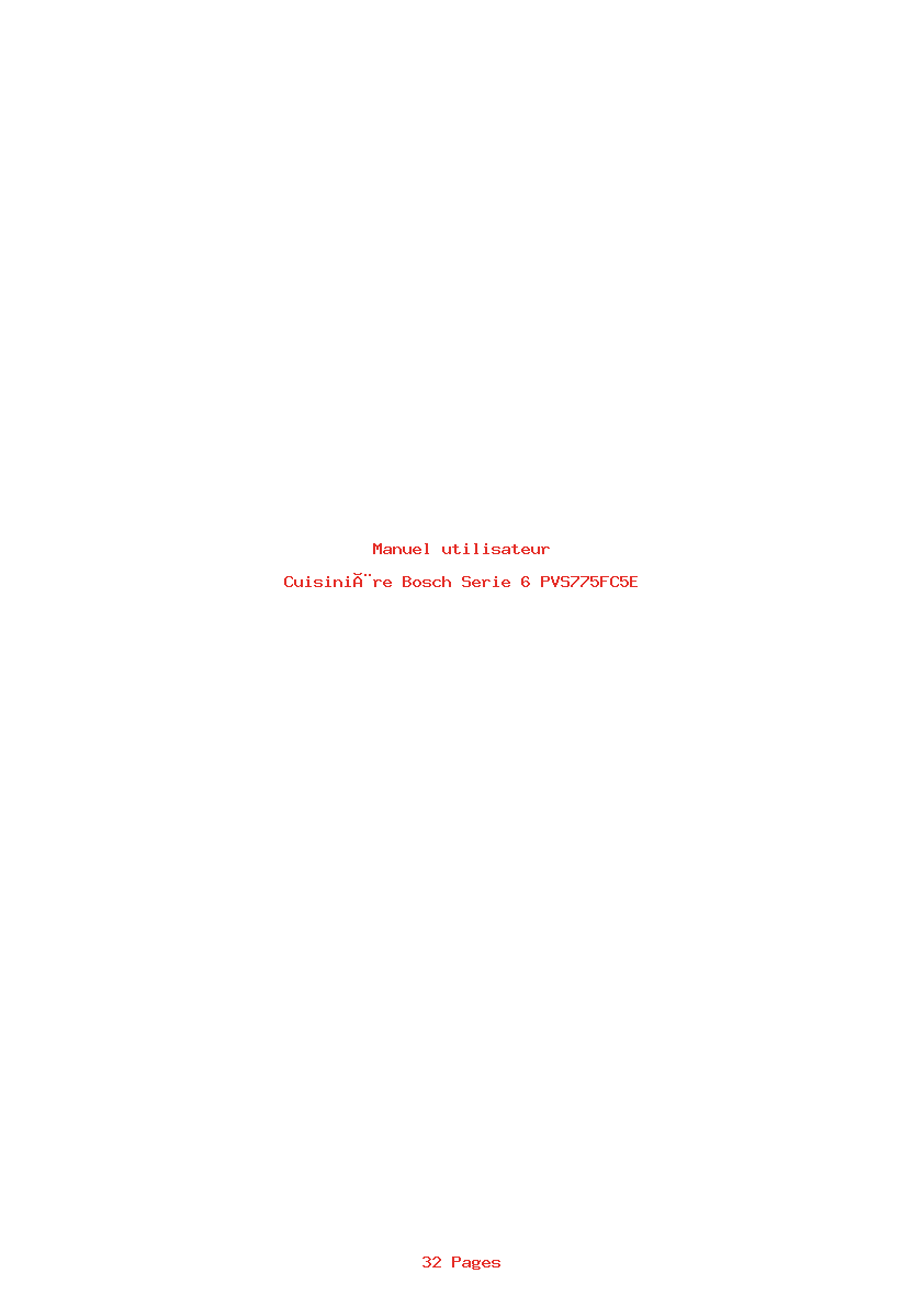 Page 1 de la notice Manuel utilisateur Bosch Serie 6 PVS775FC5E
