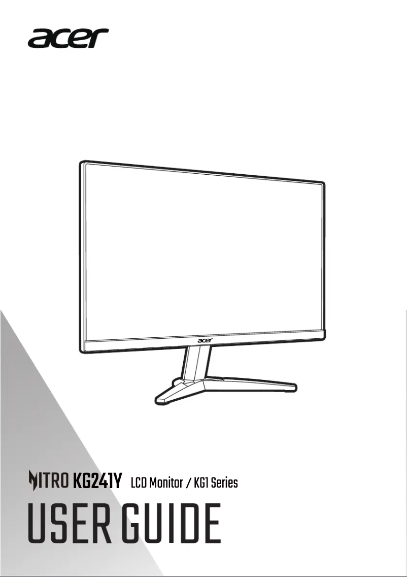 Page 1 de la notice Guide de démarrage rapide Acer KG241YH
