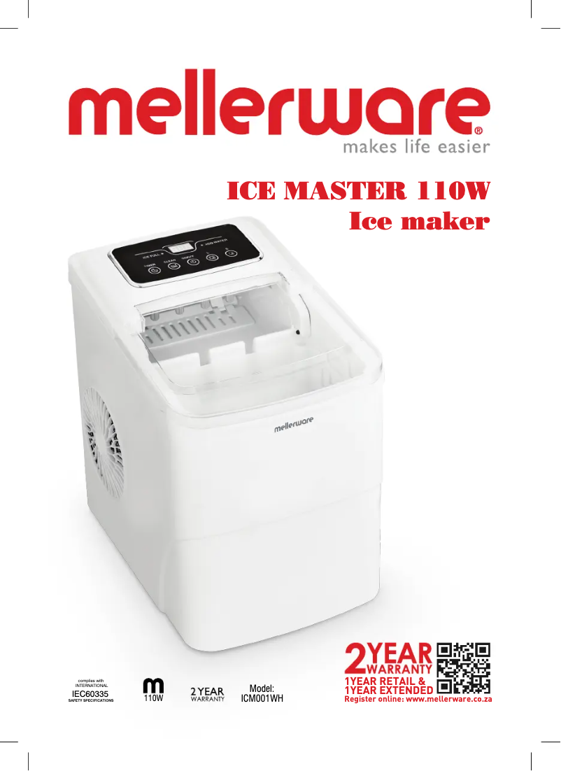 Page 1 de la notice Manuel utilisateur Mellerware Ice Master ICM001WH