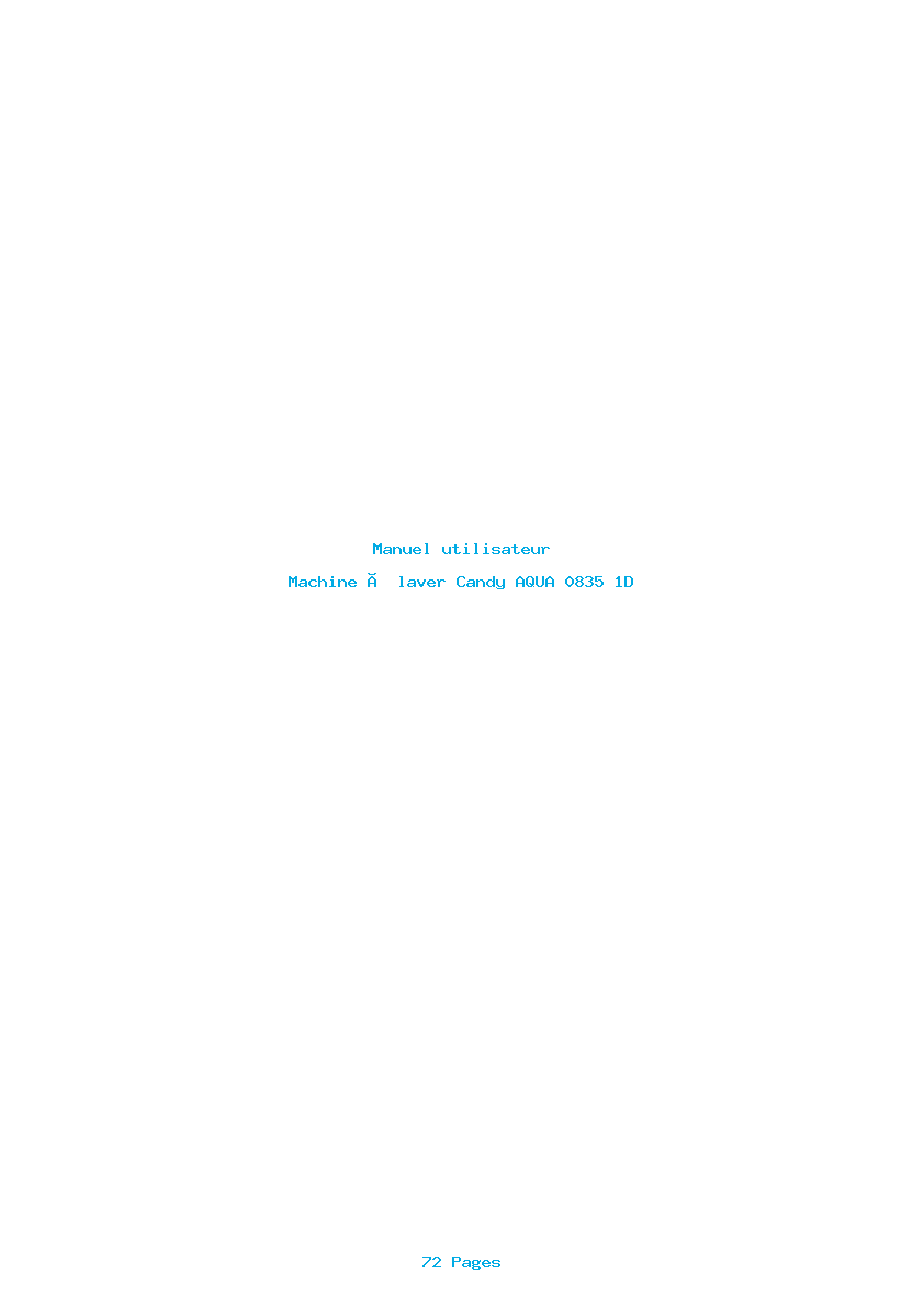 Page 1 de la notice Manuel utilisateur Candy AQUA 0835 1D