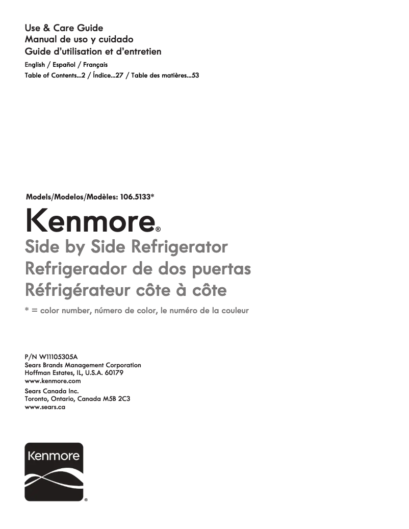 Page 1 de la notice Manuel utilisateur Kenmore 51339